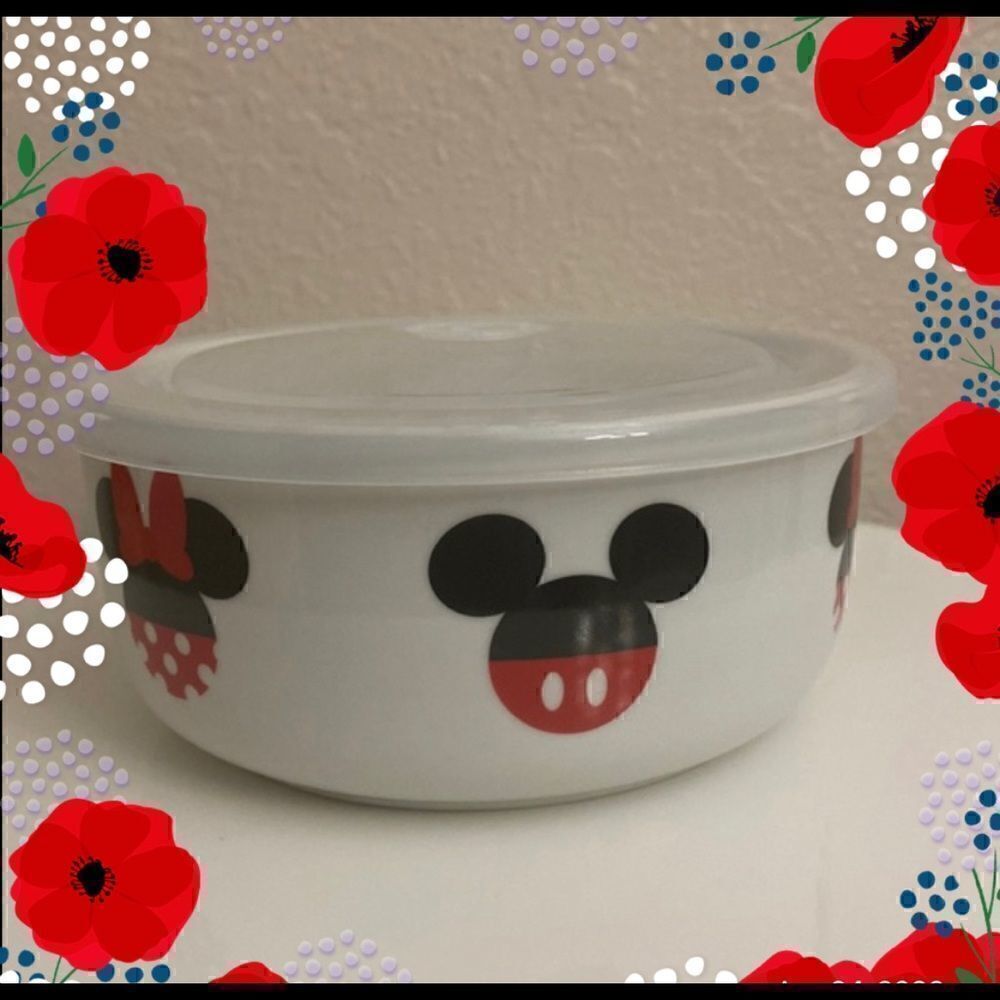 🎈 Brand New Mickey and Minnie "Headball" Food Covered Bowl Storage!!